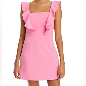 French Connection Whisper Square Neck Ruffle Dress